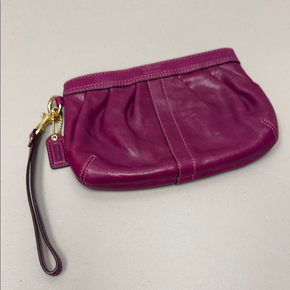 Coach Leather Clutch Wristlet with Gold Hardware